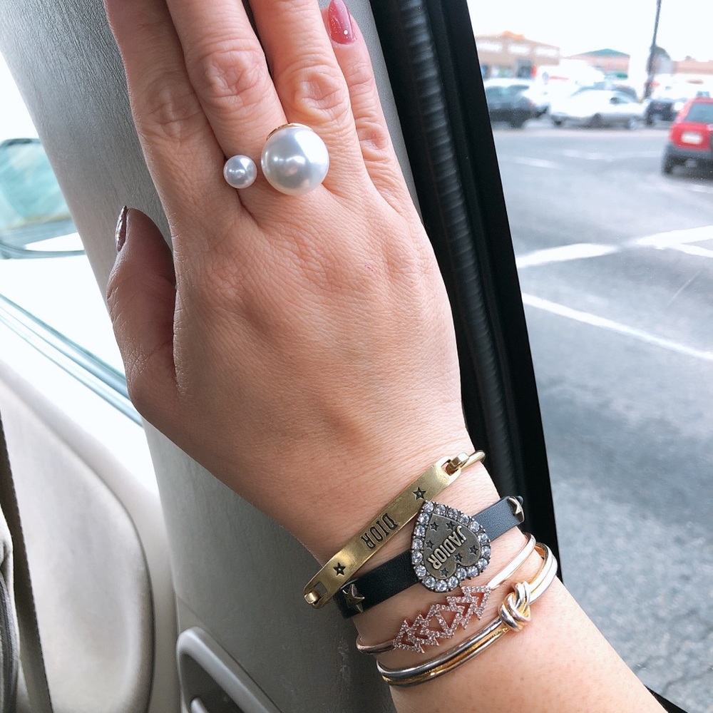 Simulated Pearl Open Ring in White